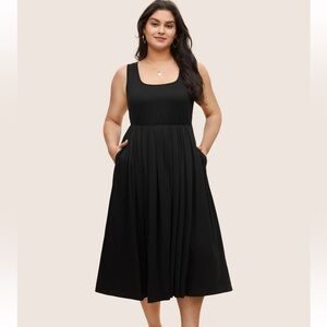 BloomChic Plus Size XL Supersoft Essentials Solid Gathered Tank Dress us14-16